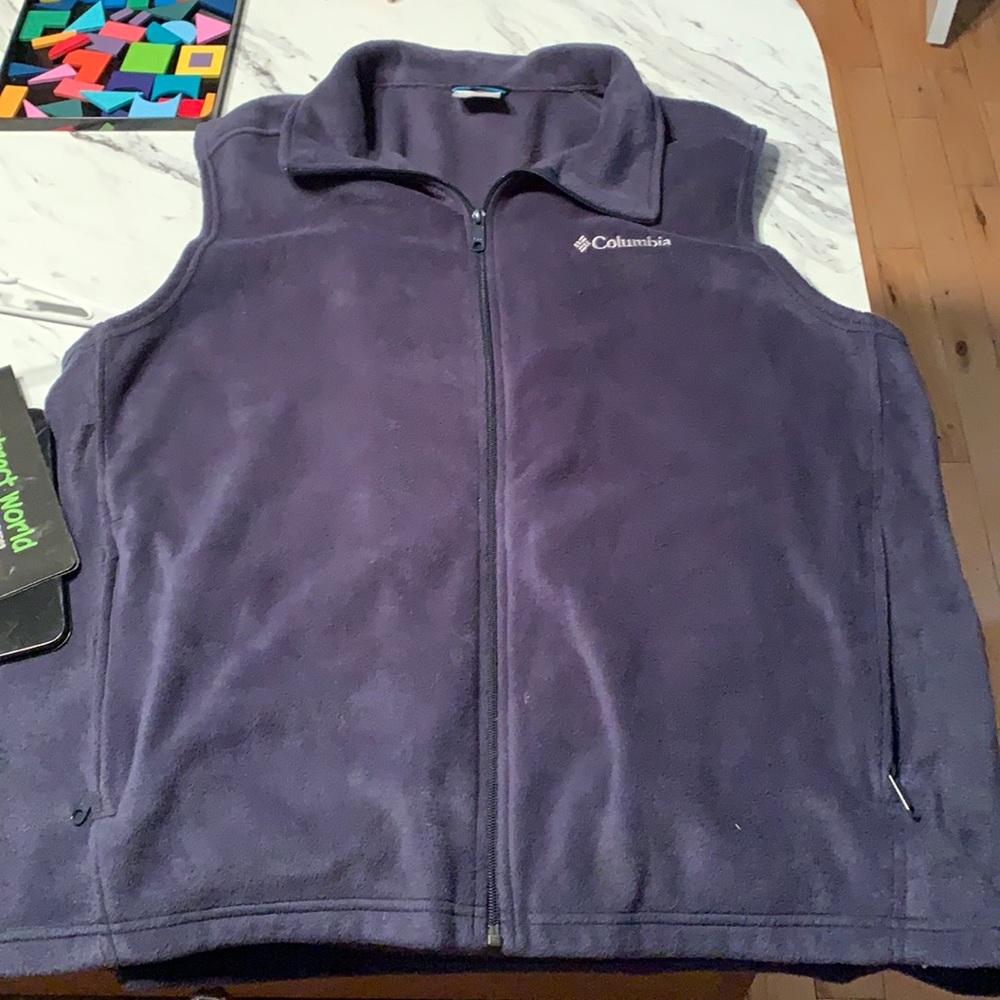 Navy blue Columbia vest - worn once! Great deal!!!!